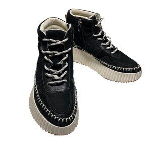 Dolce Vita Black & White High-Top Sneakers size 6 With Side Zipper & Lug Sole